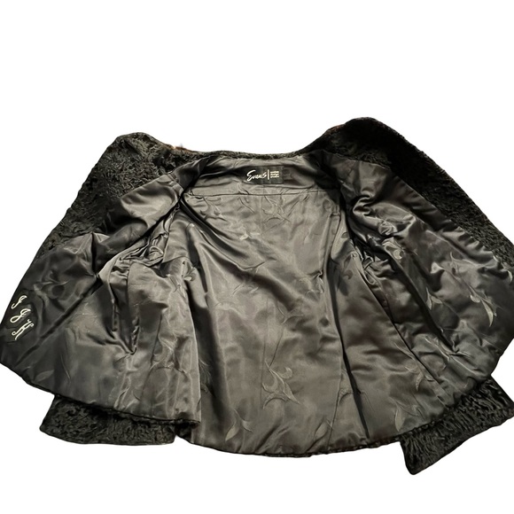 Vintage Womens Black Persian Lamb Genuine Fur Jacket With Sable Collar Size M - Picture 8 of 10